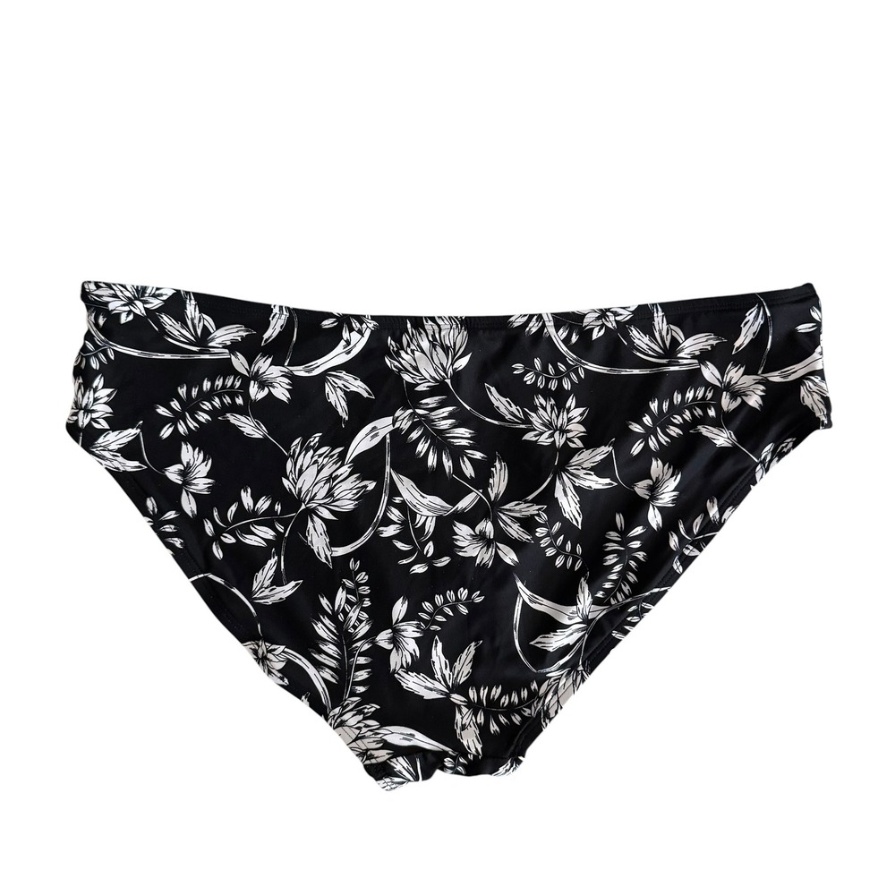 Nip Tuck Swim Bikini Bottoms Womens 12 Black Floral NWOT Mid Rise Swimwear - Picture 3 of 9
